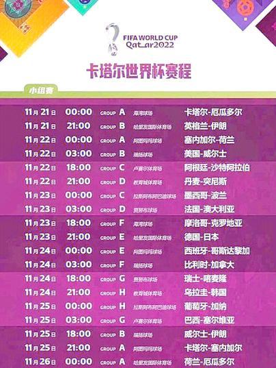 世界杯比赛时间2021，世界杯比赛时间安排