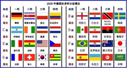 2006年世界杯小组排名，2006年世界杯各队阵容？